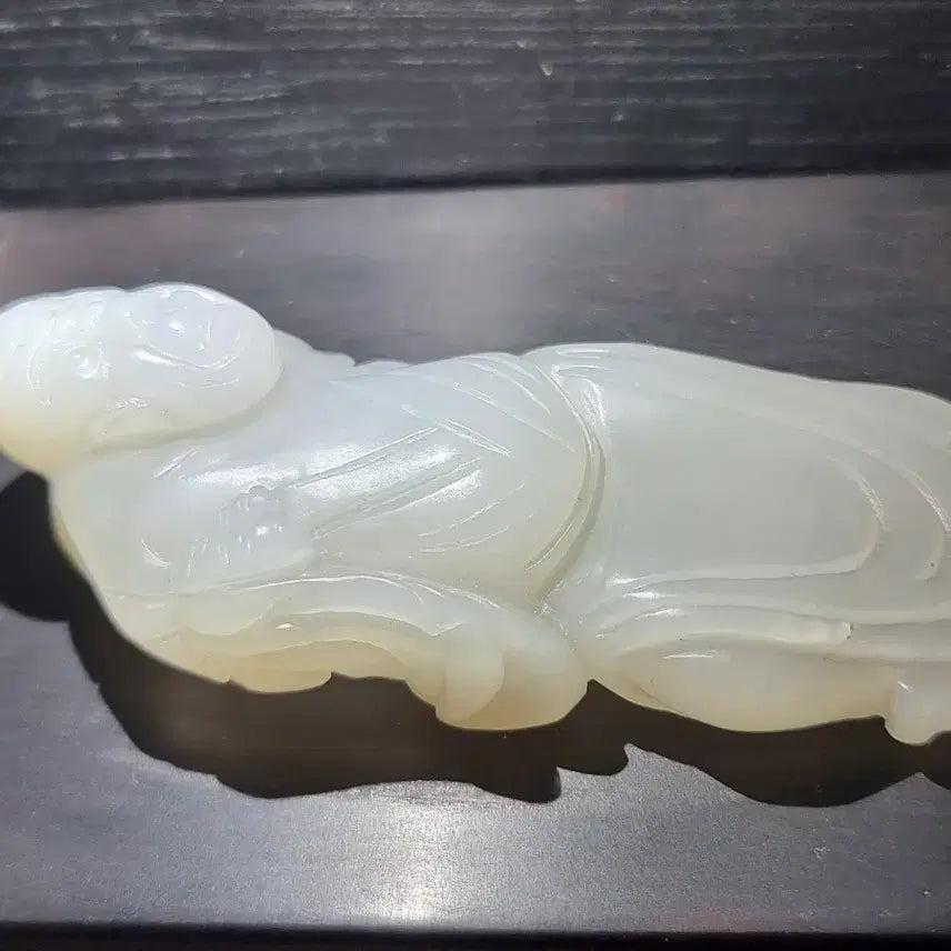 [BUNJANG] Huajenok White Jade Buddha Statue / 화전옥 백옥 포대화상 불상 오래된 조각품