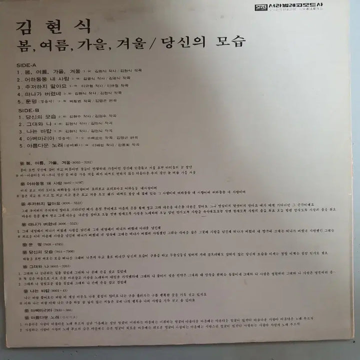 [BUNJANG] Kim Hyun-sik 1st Album LP / 김현식 1집 LP