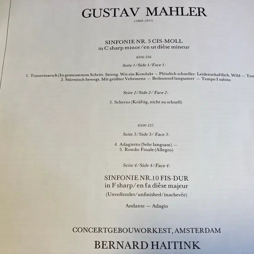 [BUNJANG] Bernard Haitink &amp; Concertgebouw Orchestra Gustav Mahler Symphony No. 5 &amp; No. 10 Adagio Vinyl 2LP Box Set / 수입초반) 하이팅크 - 말러 교향곡 5번/10번 LP