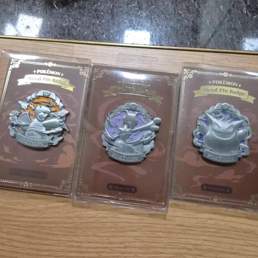 [BUNJANG] Pokemon Metal Pin Set: Mewtwo, Gengar, Dragonite / 3개일괄] 포켓몬 메탈 핀뱃지 /뮤츠/팬텀/ 망나뇽