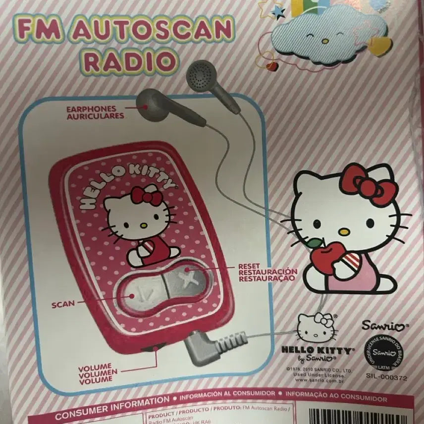 [BUNJANG] Vintage Hello Kitty Auto Scan Radio / 고전 키티 레트로 오토스캔 FM 라디오 이어폰 세트