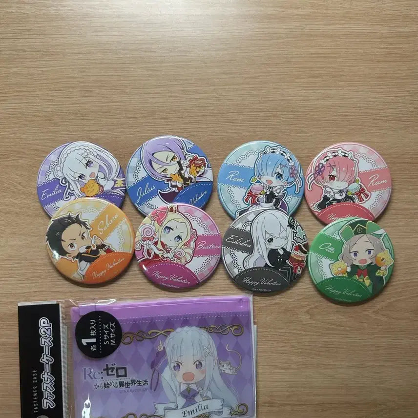 [BUNJANG] Re:Zero Badge Set (8 Unofficial) with Official Pouch / 리제로 뱃지 8개(비공식) + 파우치(공식) 세트 판매힙니다!
