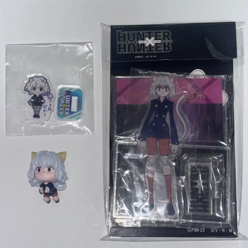 [BUNJANG] Hunter x Hunter x Shimamura Neferpitou Mini Acrylic Stand &amp; Hugcot Figure Bundle / 헌터x헌터 네페르피트 시마무라 콜라보 미니 아크릴 스탠드 허그코트 피규어 일괄