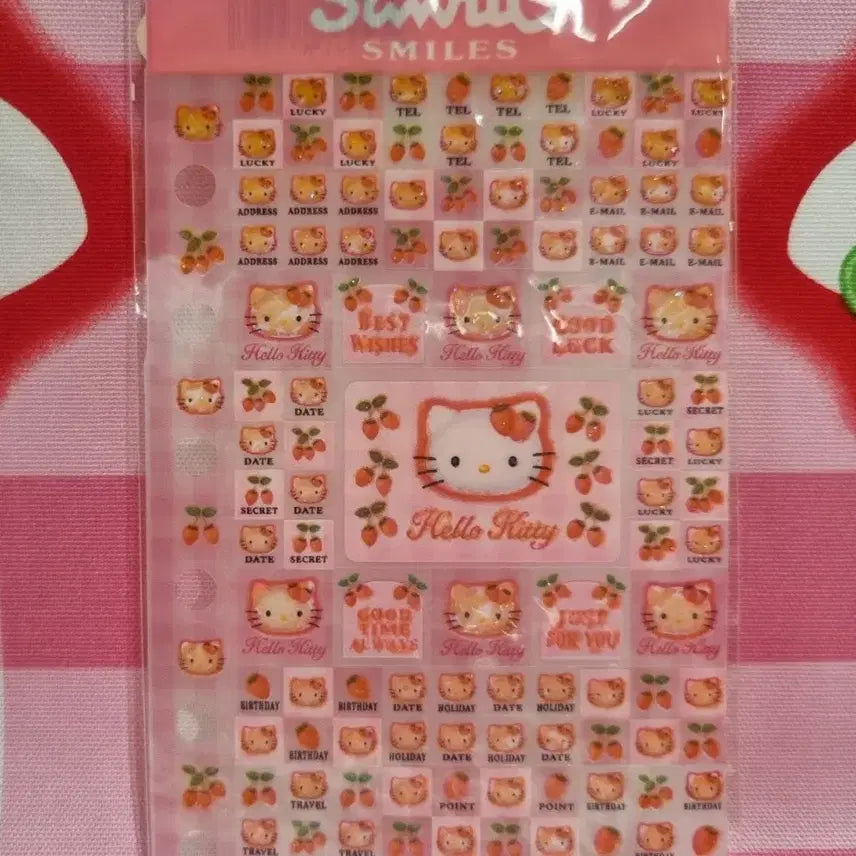 [BUNJANG] Sanrio Hello Kitty Strawberry Sticker Seal for 6-Hole Diary Binder / 고전 키티  딸기 스티커 씰 6공 다이어리 바인더 레트로 빈티지