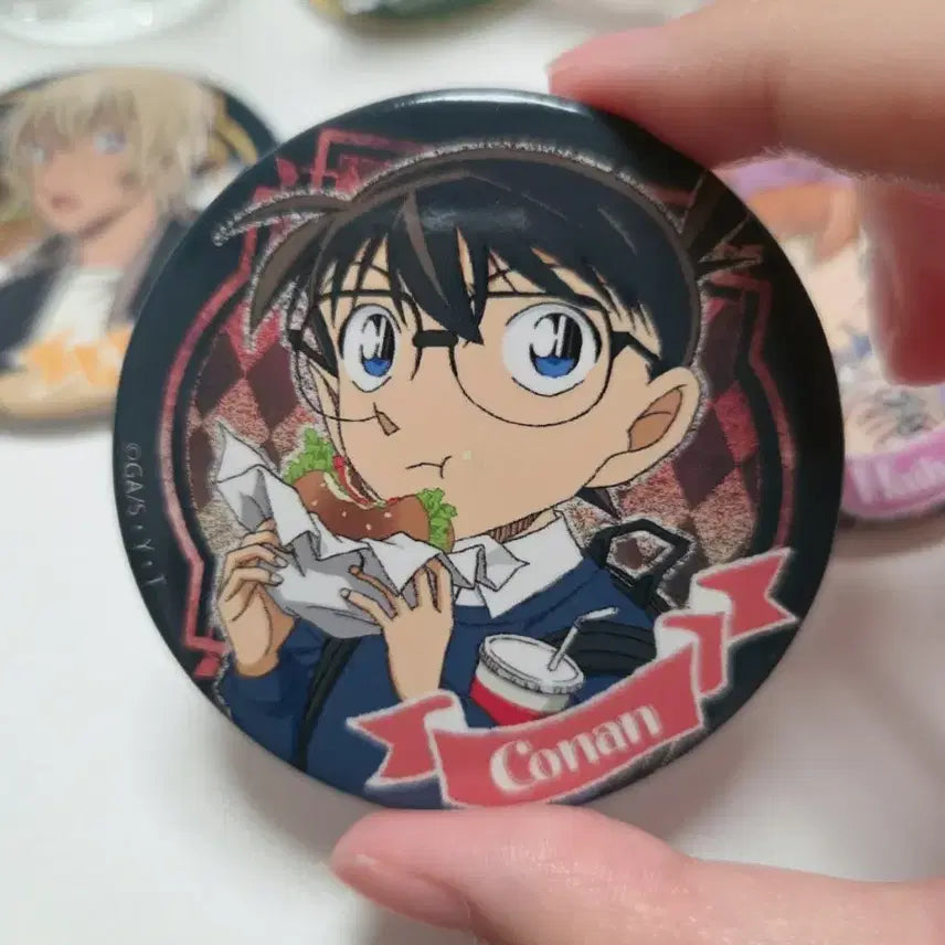 [BUNJANG] Detective Conan Haibara &amp; Amuro Illustration Badge Set / 명탐정 코난 하이바라 아무로 뱃지
