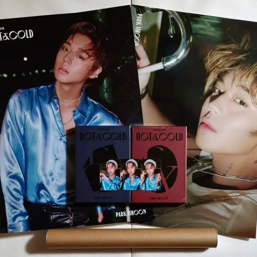 [BUNJANG] Park Jihoon HOT &amp; COLD 2 Ver. Bundle Set (Red/Navy) - Limited Edition Pre-order Benefit Photocards &amp; Poster / 새상품) 박지훈 앨범 핫앤콜드 hot &amp; cold 2종 세트 초도한정 특전 미공포 미공개 포카 초도한정 특전 포스터
