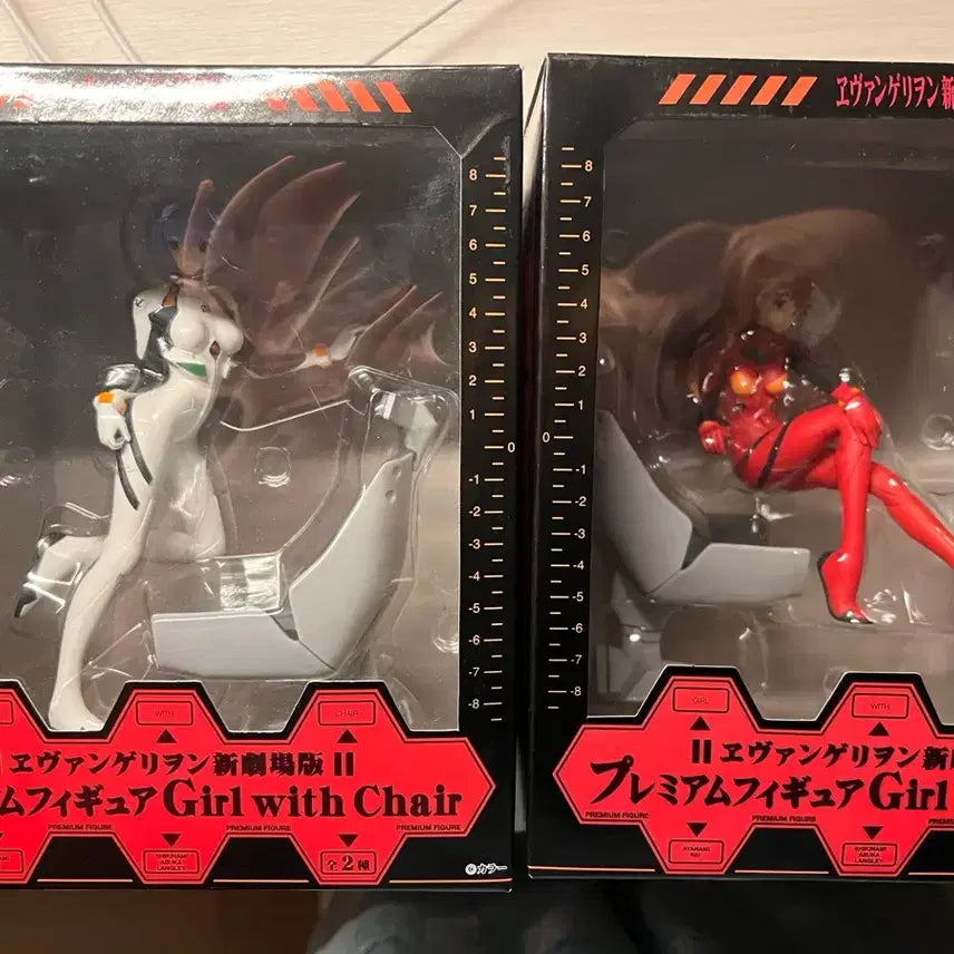[BUNJANG] Evangelion Asuka &amp; Rei Girls with Chair Figure / 에반게리온 아스카 레이 girls with chair 걸 스 윗 체어 피규어