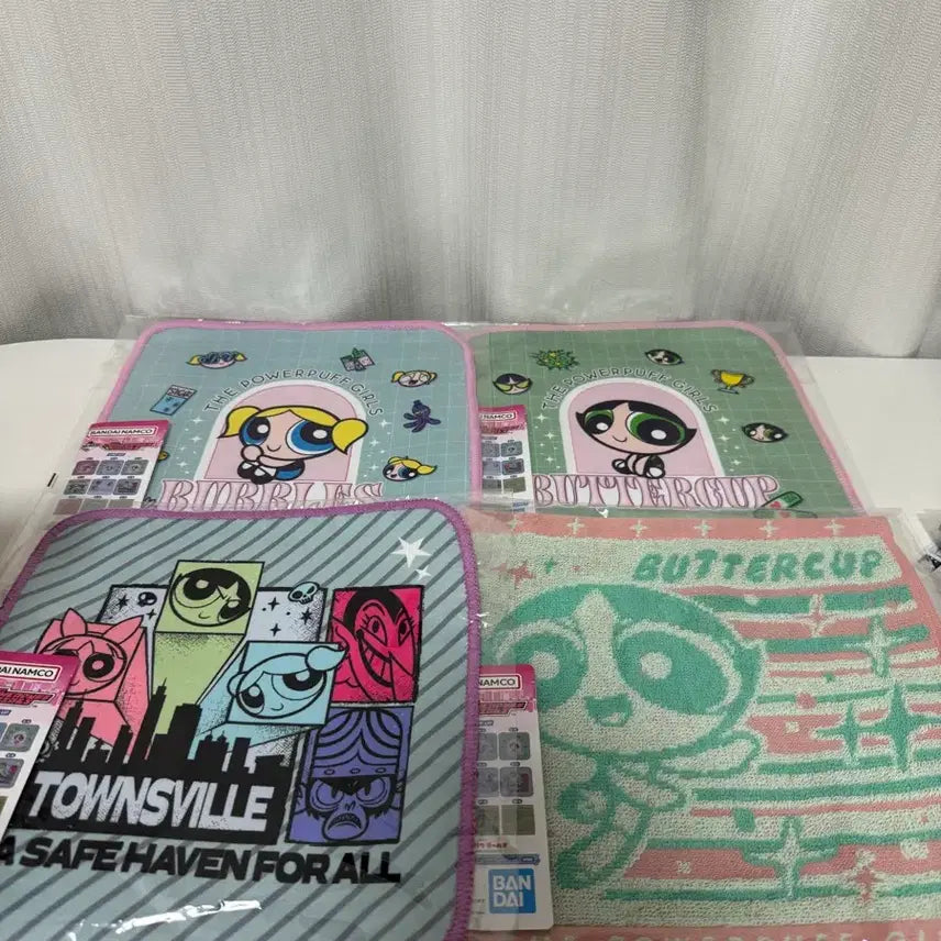 [BUNJANG] Powerpuff Girls 4-Type Hand Towel Set / 파워퍼프걸 쿠지굿즈4종 핸드타올