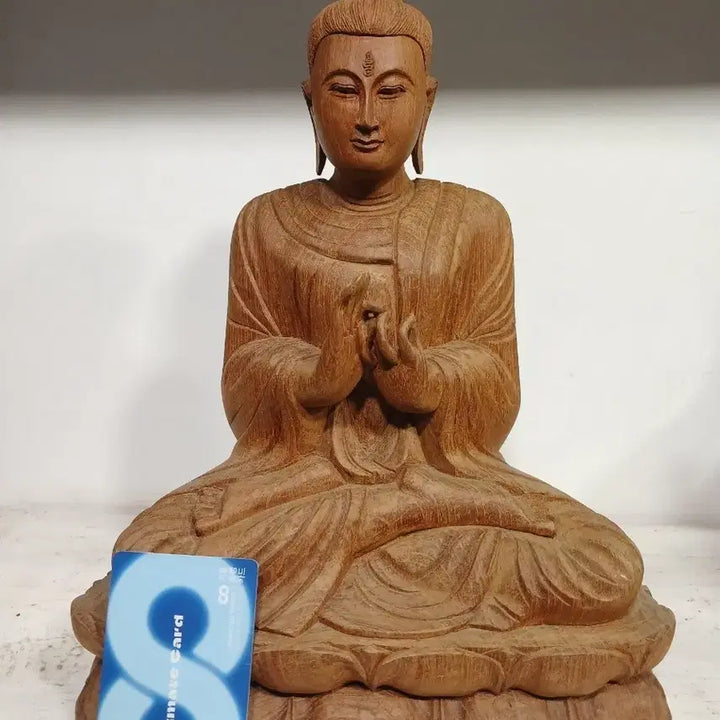 [BUNJANG] Wooden Seated Buddha Statue Sculpture / 원목 불상 좌상 나무 목제품 진품 명품 불교 미술 엔틱 앤틱 빈티지 장식품