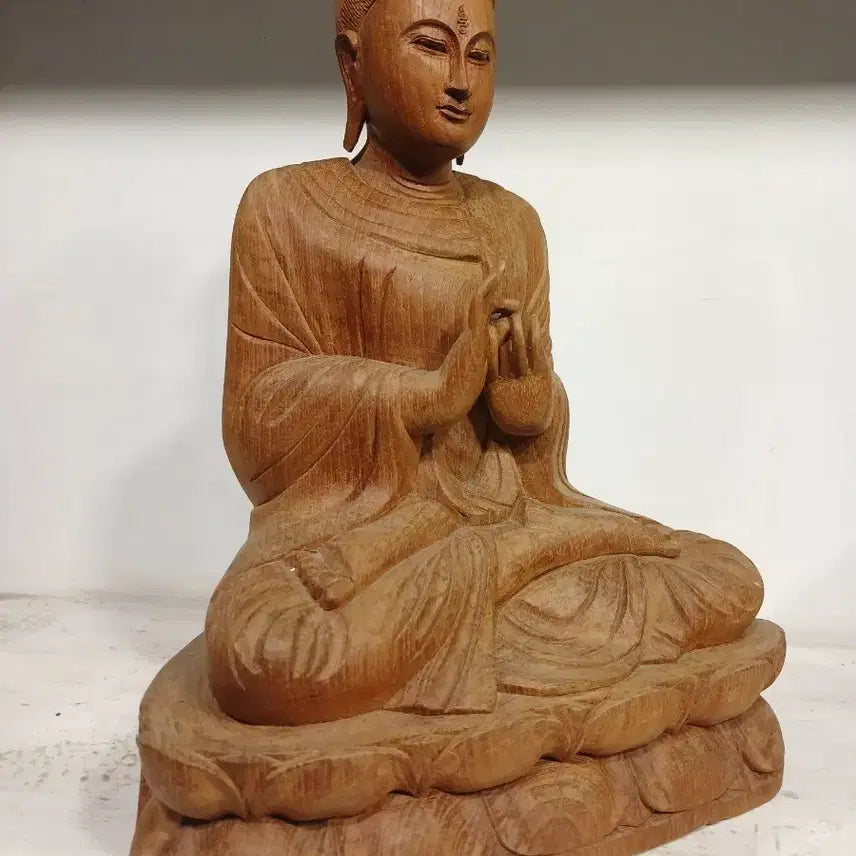 [BUNJANG] Wooden Seated Buddha Statue Sculpture / 원목 불상 좌상 나무 목제품 진품 명품 불교 미술 엔틱 앤틱 빈티지 장식품