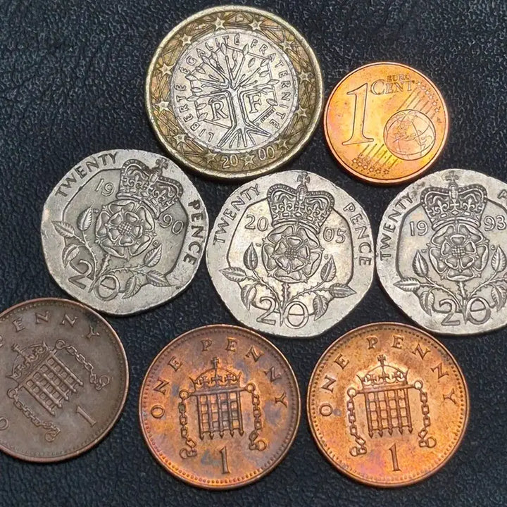 [BUNJANG] Mixed Coin Bundle: UK 20 Pence &amp; 1 Penny, France 1 Euro (6 Coins) / 영국 20펜스 1페니 프랑스 유로2. 점 합의8점 일괄