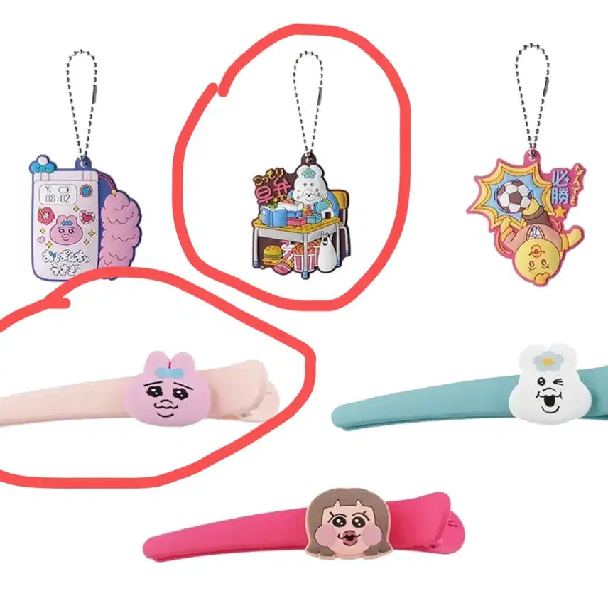 [BUNJANG] Pantsu Usagi Kuji G Prize Rubber Charm + Hair Clip Set / [일괄] 빤쮸토끼 쿠지 G상 러버참 + 헤어클립 헤어핀