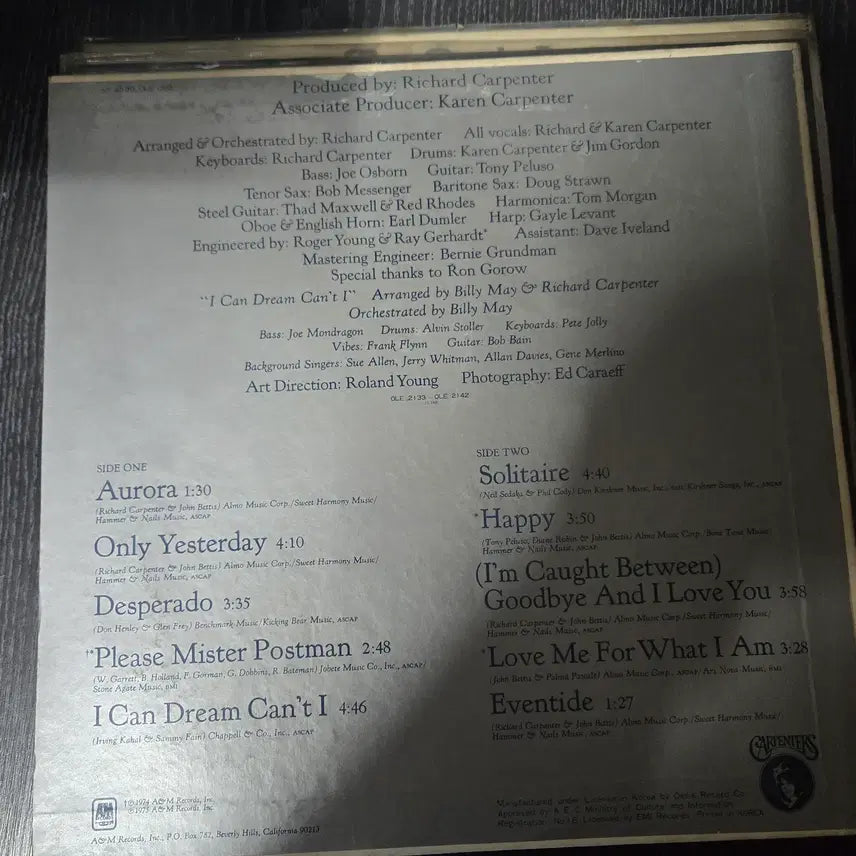 [BUNJANG] The Carpenters Pop Songs LP / 카펜터스 / 팝송 LP