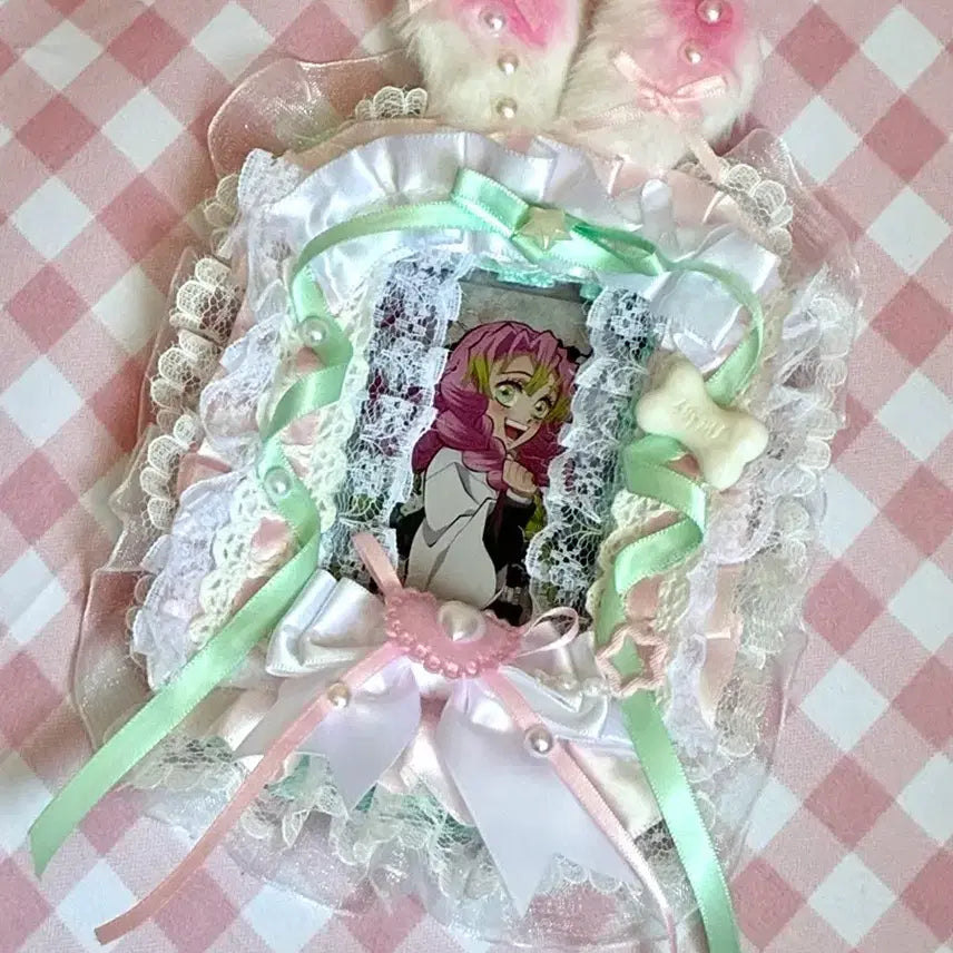 [BUNJANG] Demon Slayer Mitsuri Kanroji Profile Card Ribbon Lace Toploader Bundle Set / 귀멸의 칼날 하이라이트 픽 칸로지 미츠리 프로필 카드 리본 레이스 탑로더 일괄