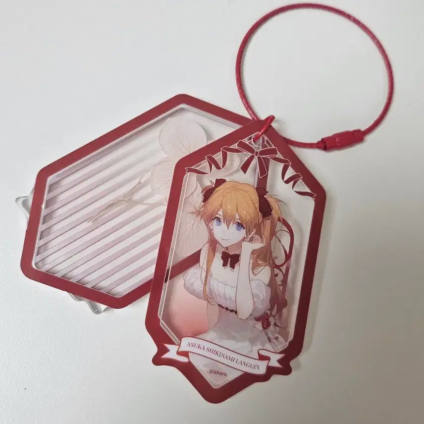 [BUNJANG] Evangelion Asuka Flower Meaning Acrylic Keyring / 에반게리온 아스카 꽃말 꽃의말 아크릴 키링