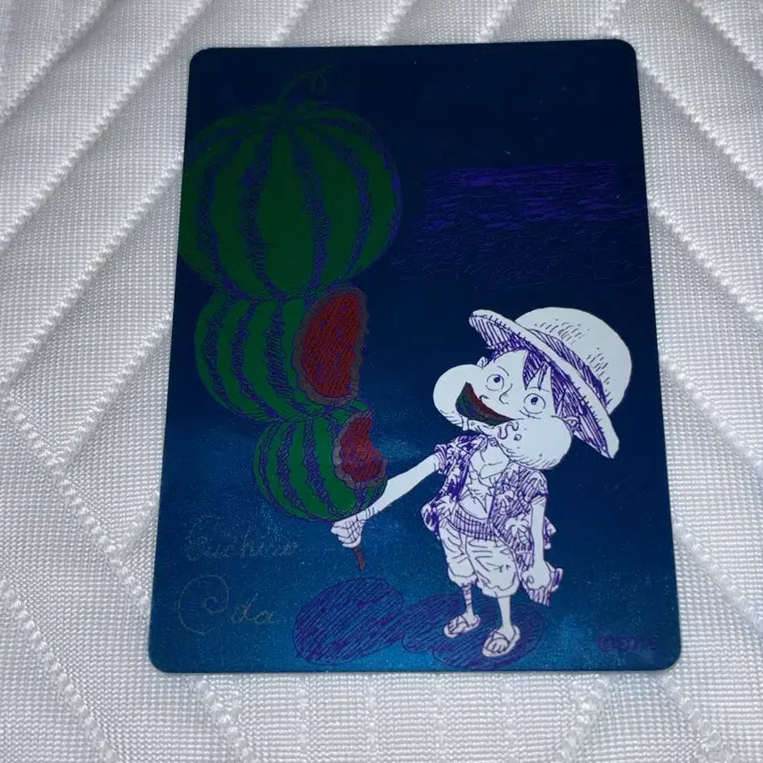 [BUNJANG] Shueisha Natsukomi One Piece Watermelon Luffy Promo Metallic Kira Metallic Card / 슈에이샤 나츠코미 원피스 수박 루피 프로모 메타키라 메탈릭 메탈카드