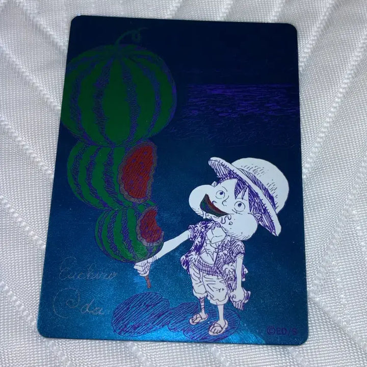 [BUNJANG] Shueisha Natsukomi One Piece Watermelon Luffy Promo Metallic Kira Metallic Card / 슈에이샤 나츠코미 원피스 수박 루피 프로모 메타키라 메탈릭 메탈카드