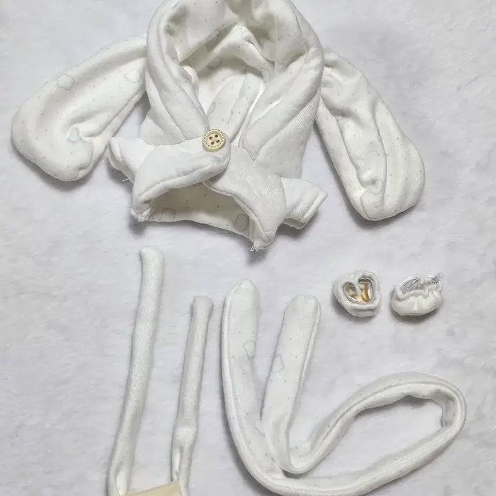 [BUNJANG] 10cm Doll Clothes - White Rabbit Coat Set / 10cm 솜인형옷 토끼코트 화이트 세트