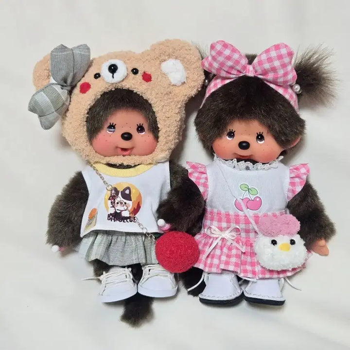 [BUNJANG] Monchhichi Classic Bear + Pink Duck Custom Set / 몬치치 고전 곰 + 핑크오리 커스텀