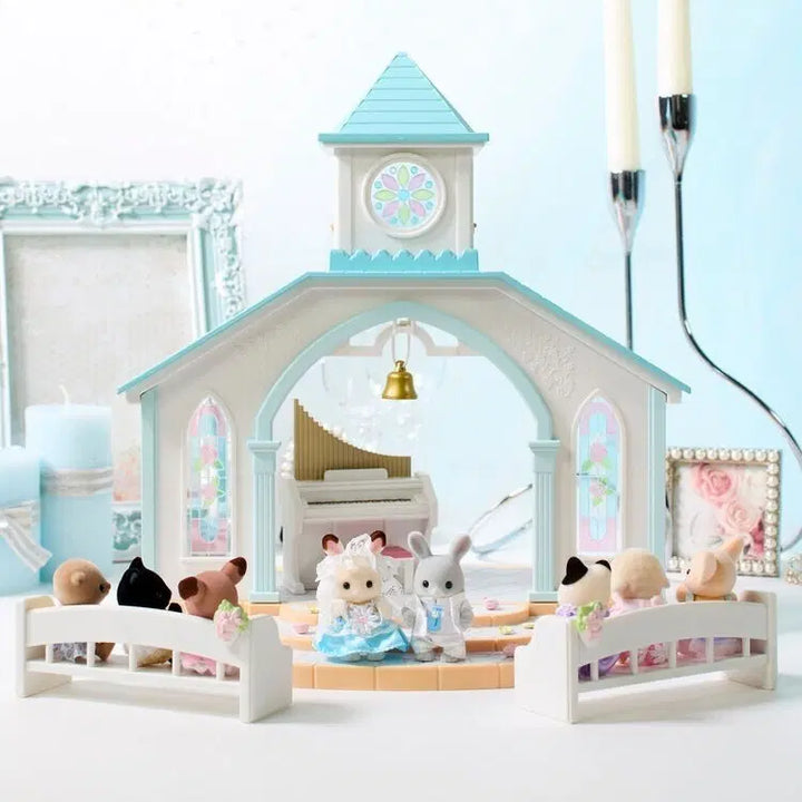 [BUNJANG] Sylvanian Families Sky Blue Wedding Chapel Baby Rabbit Wedding Fair Bundle Set / 실바니안 패밀리 스카이블루 웨딩채플 아기토끼 웨딩 페어 일괄