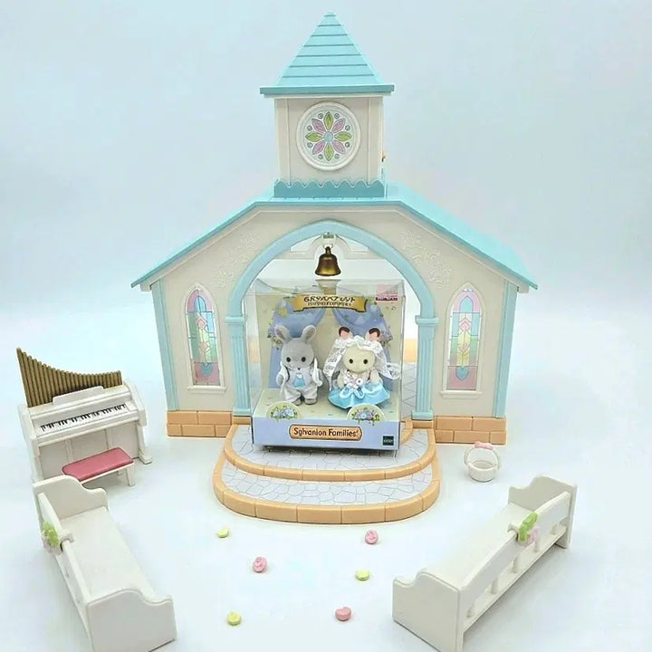 [BUNJANG] Sylvanian Families Sky Blue Wedding Chapel Baby Rabbit Wedding Fair Bundle Set / 실바니안 패밀리 스카이블루 웨딩채플 아기토끼 웨딩 페어 일괄