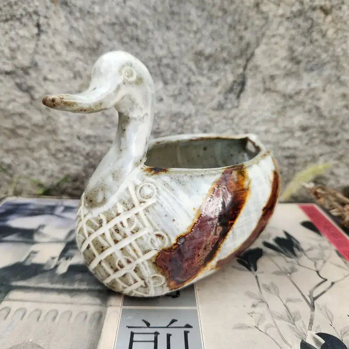 [BUNJANG] Buncheong Ware Iron-Painted Duck Figurine / 분청사기 철화 오리