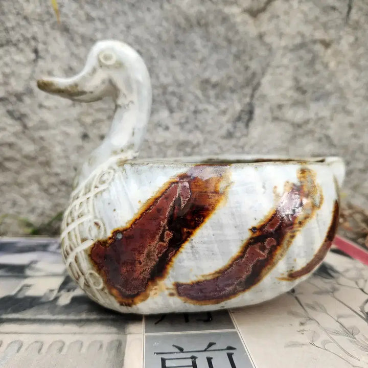 [BUNJANG] Buncheong Ware Iron-Painted Duck Figurine / 분청사기 철화 오리