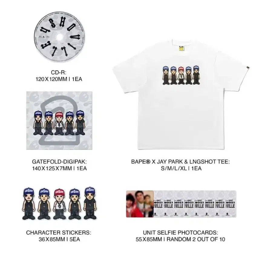 [BUNJANG] Longshot x Jay Park x Bape T-Shirt &amp; Mixtape Set (Size XL) / 롱샷 &amp; 박재범 x 베이프 티셔츠 믹스테이프 세트(사이즈 XL)