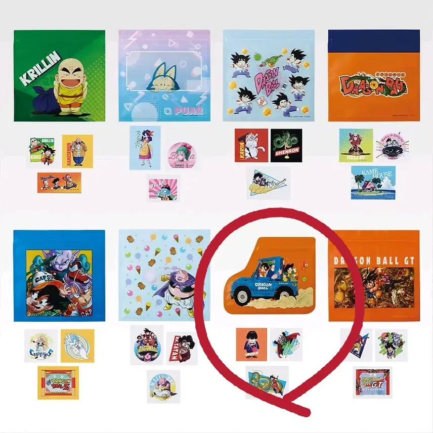 [BUNJANG] Dragon Ball Snap Collection Series I Zipper Bag &amp; Sticker Set / 드래곤볼 스냅 컬렉션 I상 지퍼백 &amp; 스티커