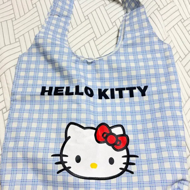 [BUNJANG] Hello Kitty Plaid Eco Bag / 헬로키티 체크무늬 에코백