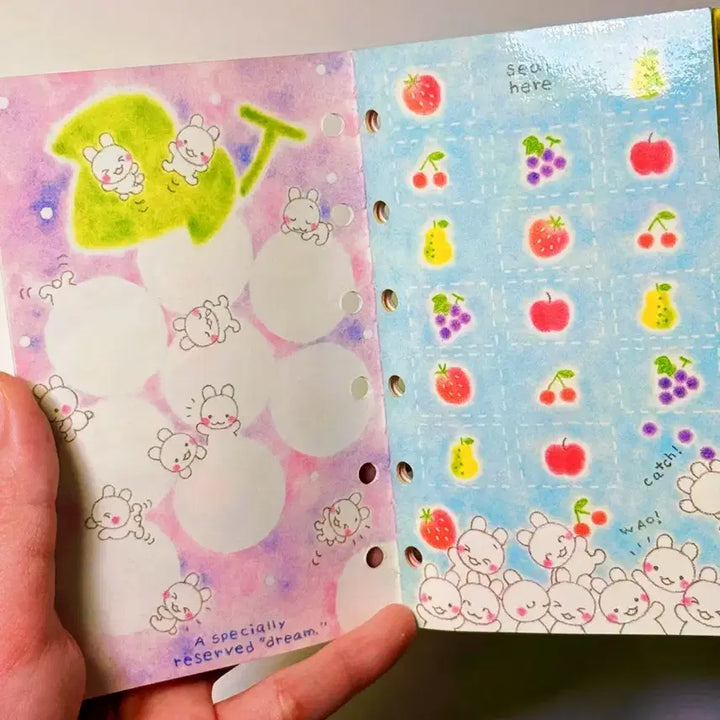 [BUNJANG] Heisei Retro Fruit Rabbit Sticker Book / 헤이세이 고전 토끼씰북 지류셋업 바인더 셋업고전문구 일본문구 헤이세이레트로 과일토끼 스티커북 고전지류