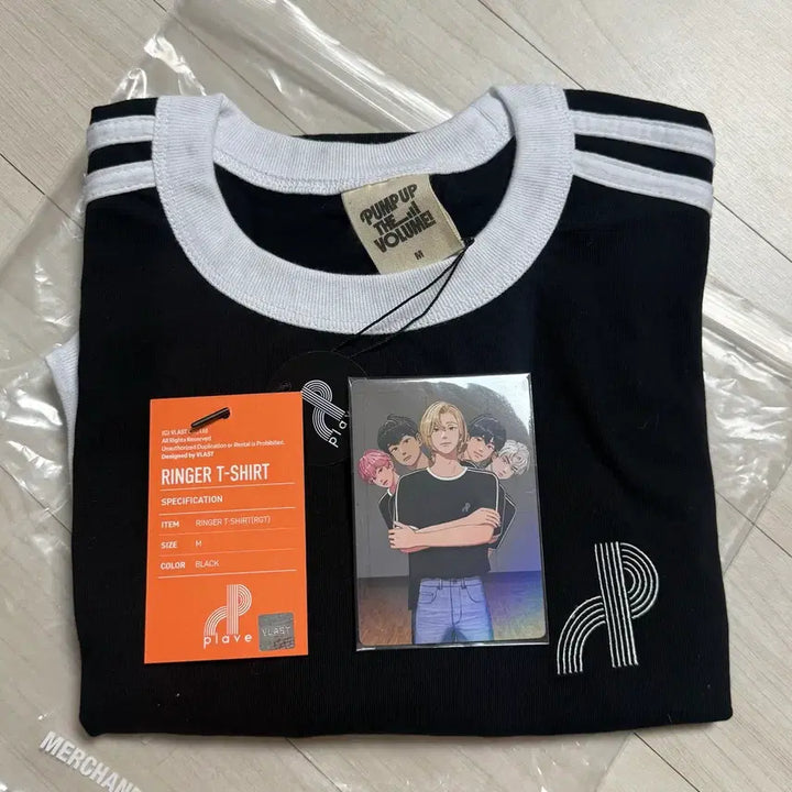 [BUNJANG] PLAVE Ringer T-Shirt Black Size M (Sealed) / 미개봉)플레이브 링거티 M 사이즈