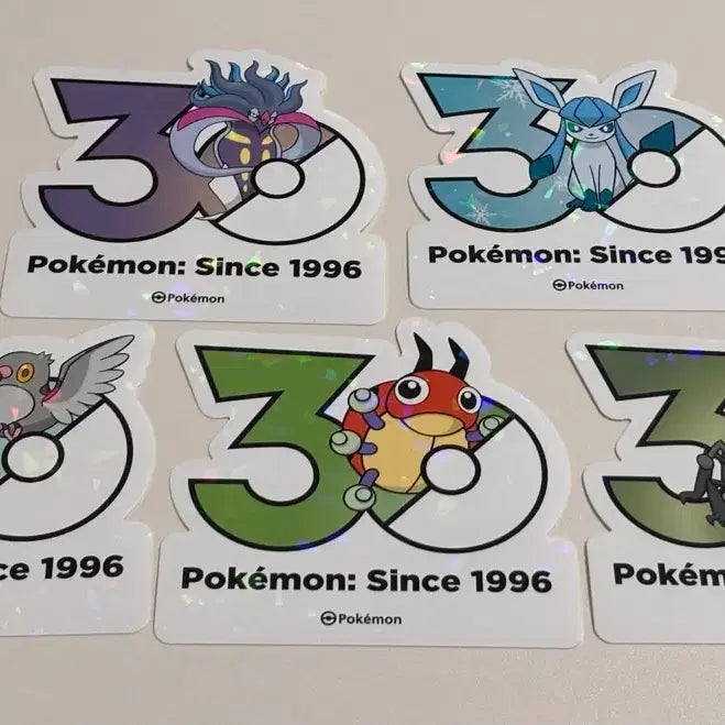 [BUNJANG] Pokemon 30th Anniversary Sticker Bundle - Glaceon, Chandelure, Durant, Woobat, 30th Anniversary / 포켓몬 30주년 스티커 글레이시아, 칼라마네로, 아이앤트, 콩둘기, 레디바 일괄