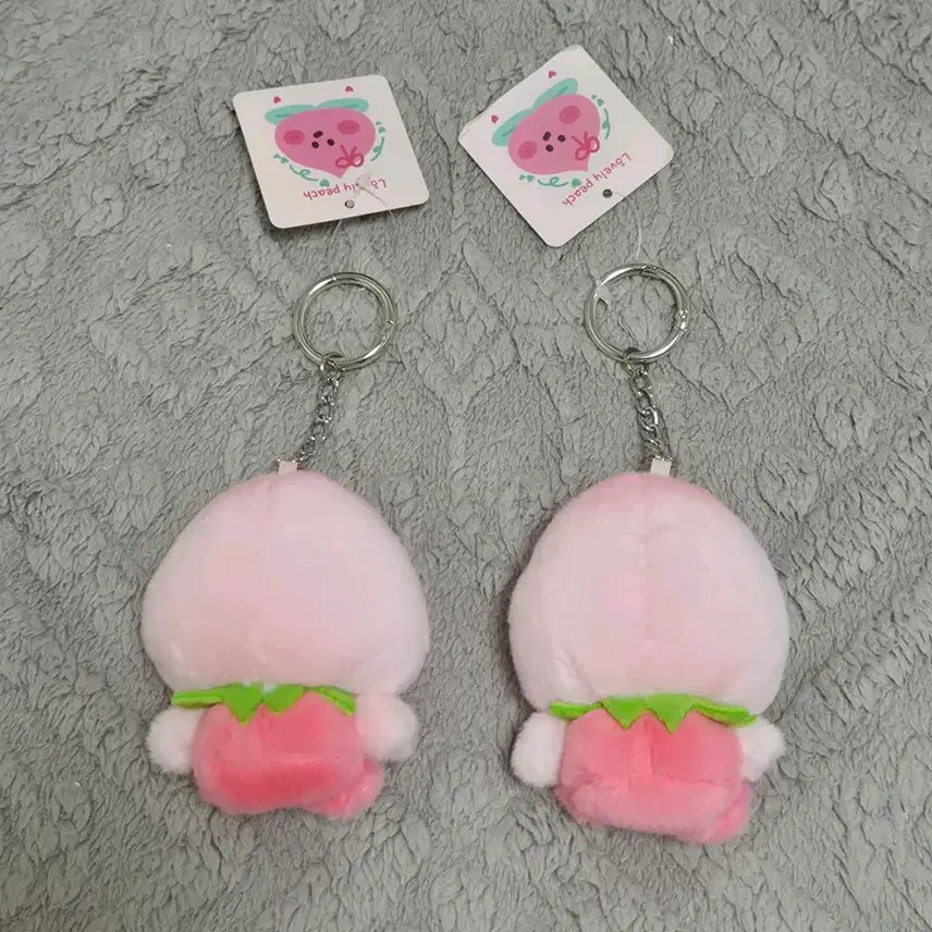 [BUNJANG] Lovely Peach Couple Doll Keychain Set / 커플 인형 키링 러블리 피치 2종 세트