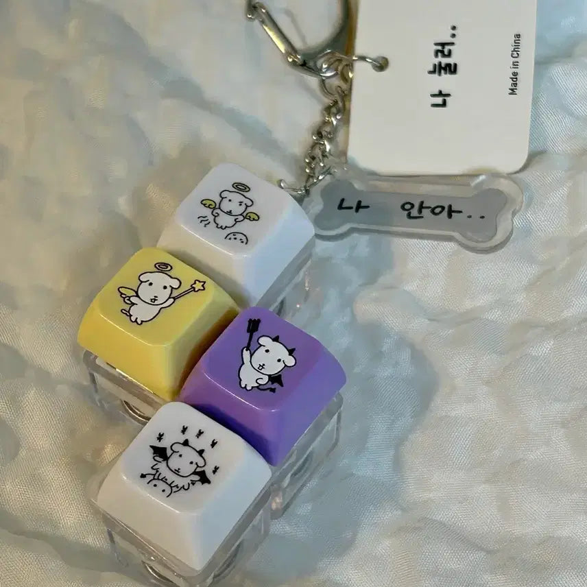 [BUNJANG] Ganadi Nananah LED Keycap Clicker Keyring (4-Piece Set) / 택0,새상품) 가나디 나안아.. led 키캡 클리커 키링 (4구)
