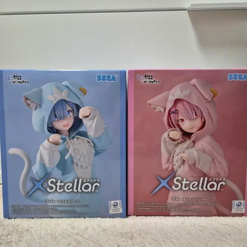 [BUNJANG] SEGA xStellar Re:Zero Rem &amp; Ram Fluffy Pajamas Set Figure (Sealed) / [미개봉] 세가 xStellar 리제로 렘 람 푹신푹신 잠옷 세트 피규어