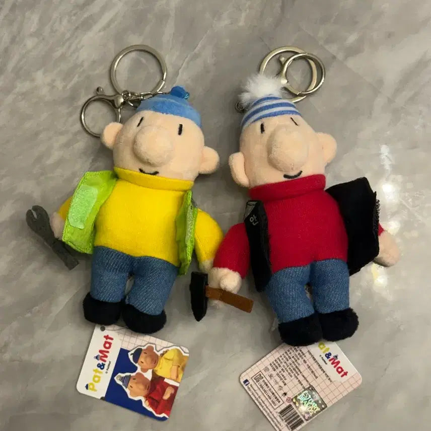 [BUNJANG] Pat &amp; Mat Locksmith Keychain &amp; Plush Doll Set / 패트와매트 안전제일 땜장이 키링 인형 세트