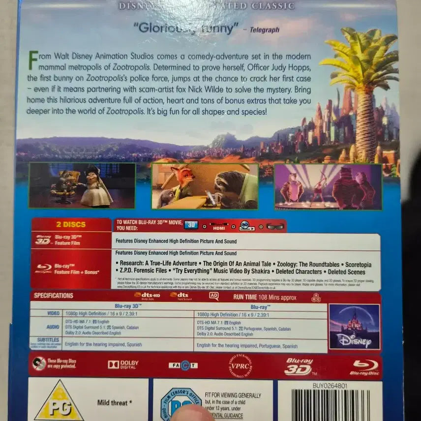 [BUNJANG] Zootopia 1 Blu-ray Steelbook / 주토피아 1 블루레이 스틸북
