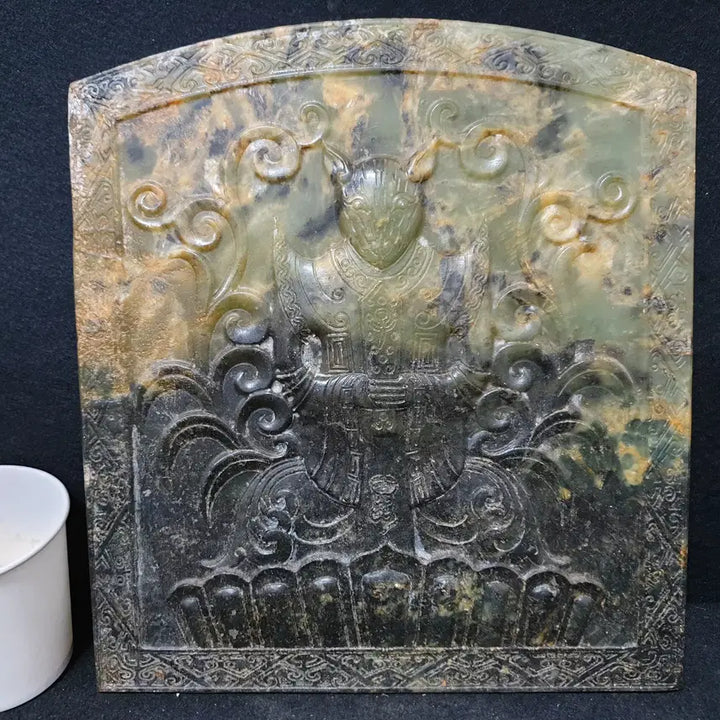 [BUNJANG] Hwajjeonok Yongwang Celadon Jade Plate / (수원만물)화전옥 용왕모습의 고옥 옥판