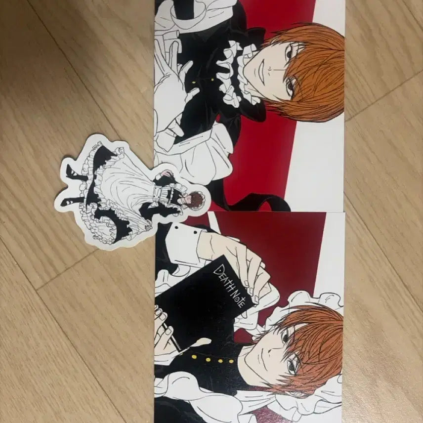 [BUNJANG] Death Note Light Yagami Maid Postcard &amp; Sticker Bundle Set / 비공굿 데스노트 라이토 메이드 엽서 스티커 일괄