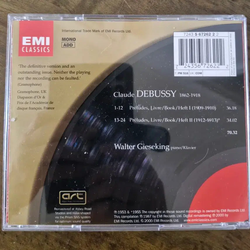 [BUNJANG] Walter Gieseking Debussy Preludes Vol. 1-2 CD / CD 발터 기제킹의 드뷔시 프렐류드 1~2집