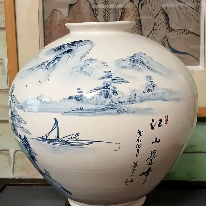 [BUNJANG] Blue and White Porcelain Landscape Vase Set (Set of 2) / 청화백자 산수문 호리병 2개 세트