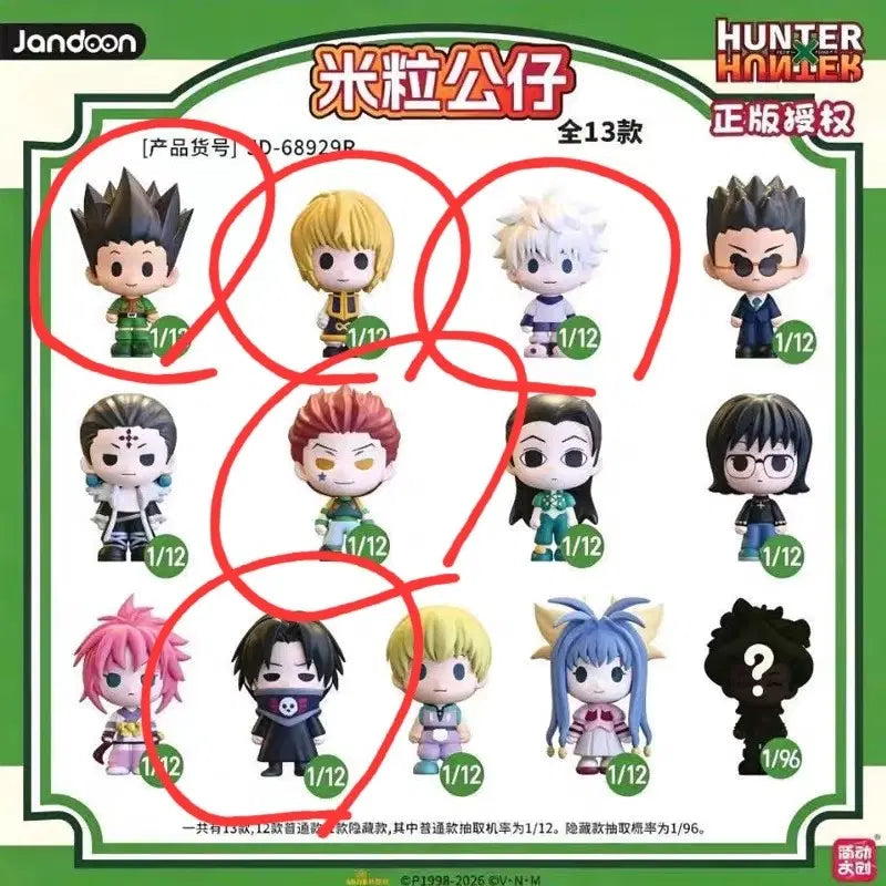 [BUNJANG] Hunter x Hunter Mini Rice Bead Figures Set (Gon, Killua, Kurapika, Hisoka, Feitan) / 헌터헌터 헌헌 미니쌀알 키르아 곤 크라피카 히소카 페이탄 5종 일괄