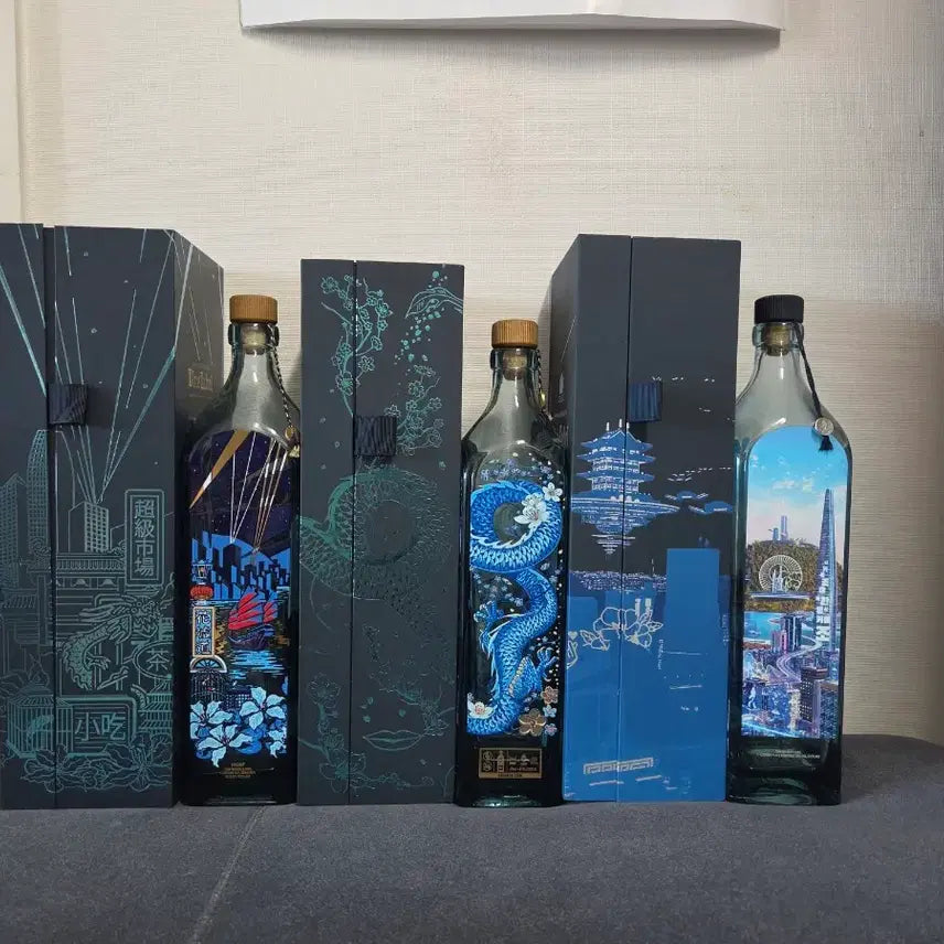 [BUNJANG] Johnnie Walker Blue Label Hong Kong/Japan/Seoul Edition Empty Bottle Set / 조니워커 블루라벨 홍콩/일본/서울 에디션 위스키 공병