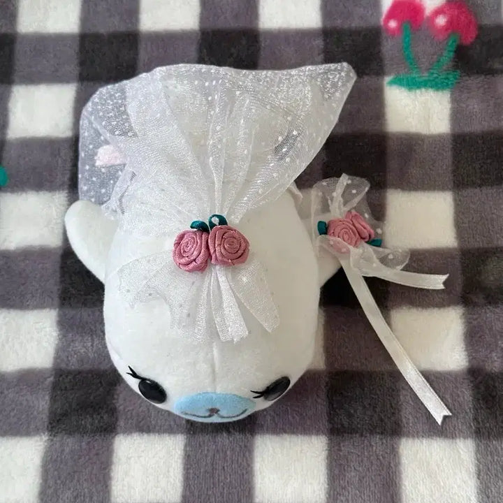 [BUNJANG] San-X Mamegoma Wedding Plush Doll / 레어 고전 산엑스 웨딩 눈썹 마메고마 인형