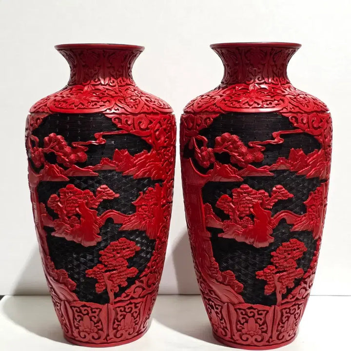 [BUNJANG] Sallae-mun Ceramic Jug with Red Glaze / 산수문 조각 척홍