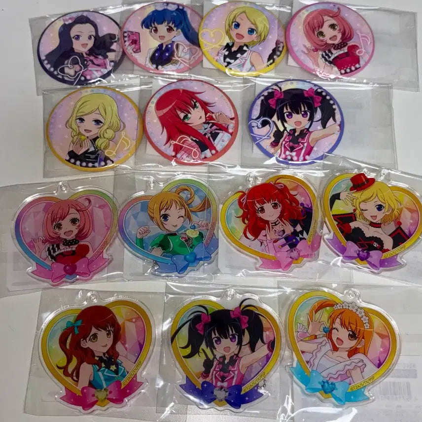 [BUNJANG] Pretty Rhythm Marukuji Can Badge &amp; Keyring Bundle Set / (일괄)프리티리듬 프리즘스톤 마루쿠지 캔뱃지 키링 일괄 판매