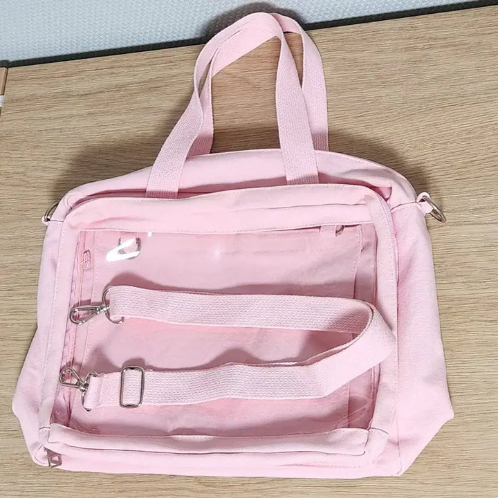 [BUNJANG] Transparent Window Shoulder Bag Pink / 이타백 투명창 숄더백 핑크 덕질가방