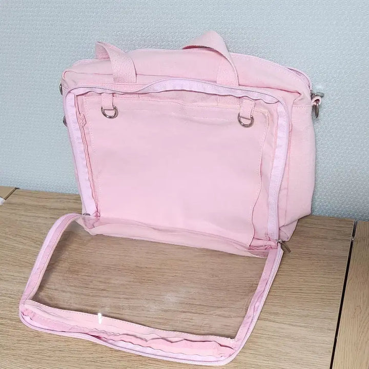 [BUNJANG] Transparent Window Shoulder Bag Pink / 이타백 투명창 숄더백 핑크 덕질가방