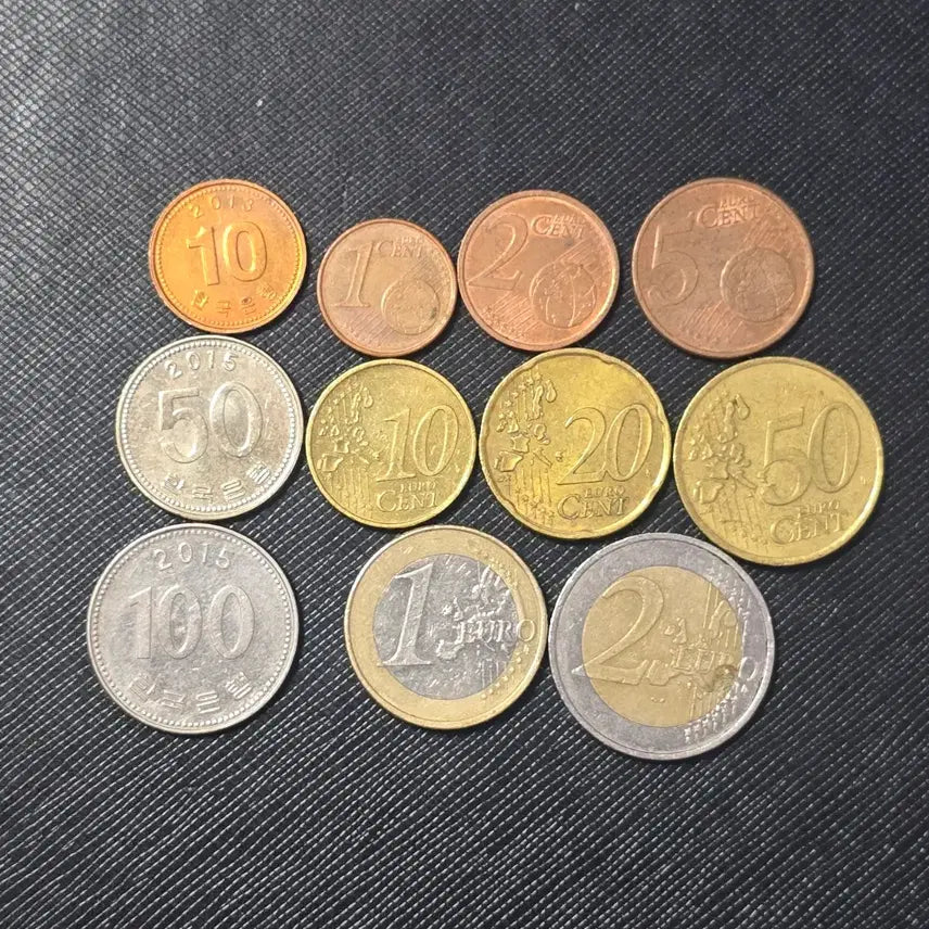 [BUNJANG] European Union Euro Coin Set (8 denominations, 1 Cent to 2 Euro) / 유럽 유로 동전 8종 줄세우기 (1센트부터 2유로까지)